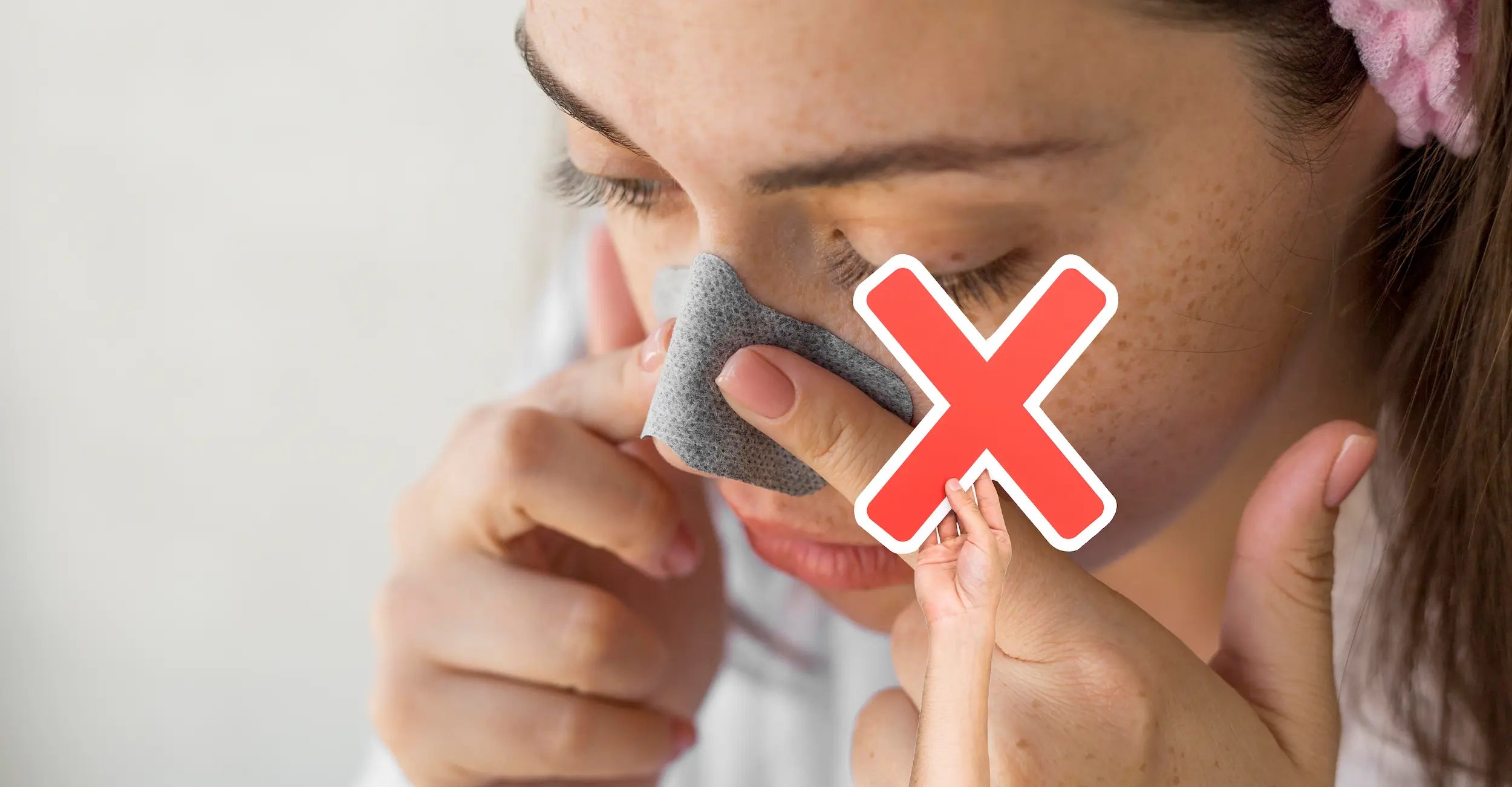 women using nose strip patch Learn why pores enlarge and how to care for them properly. Science-backed pore management tips with ingredients that actually work for Korean glass skin blog banner