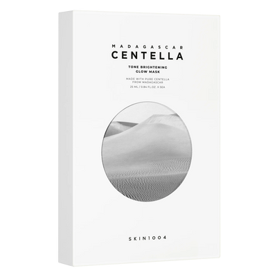 SKIN1004 Madagascar Centella Tone Brightening Glow Mask box packaging for radiant skin care