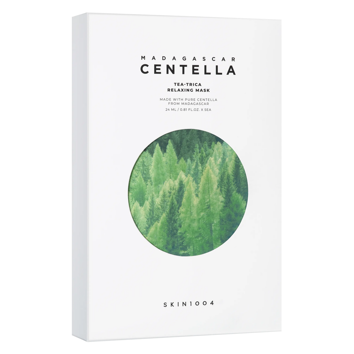 SKIN1004 Madagascar Centella Tea-Trica Relaxing Mask box packaging for acne-prone skin care