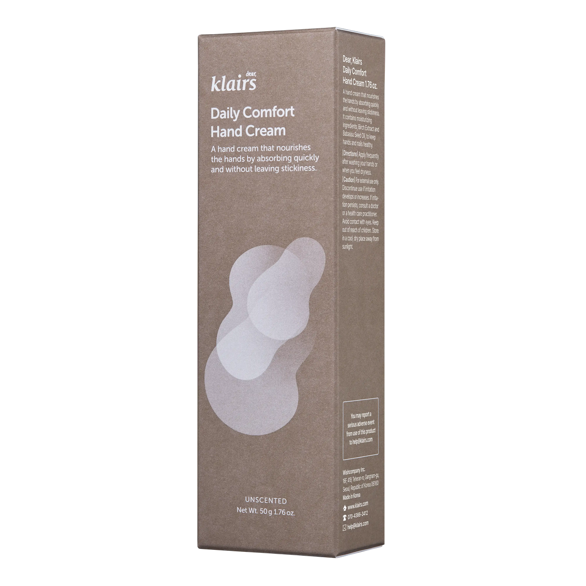 Klairs Daily Comfort Hand Cream 50g packaging box
