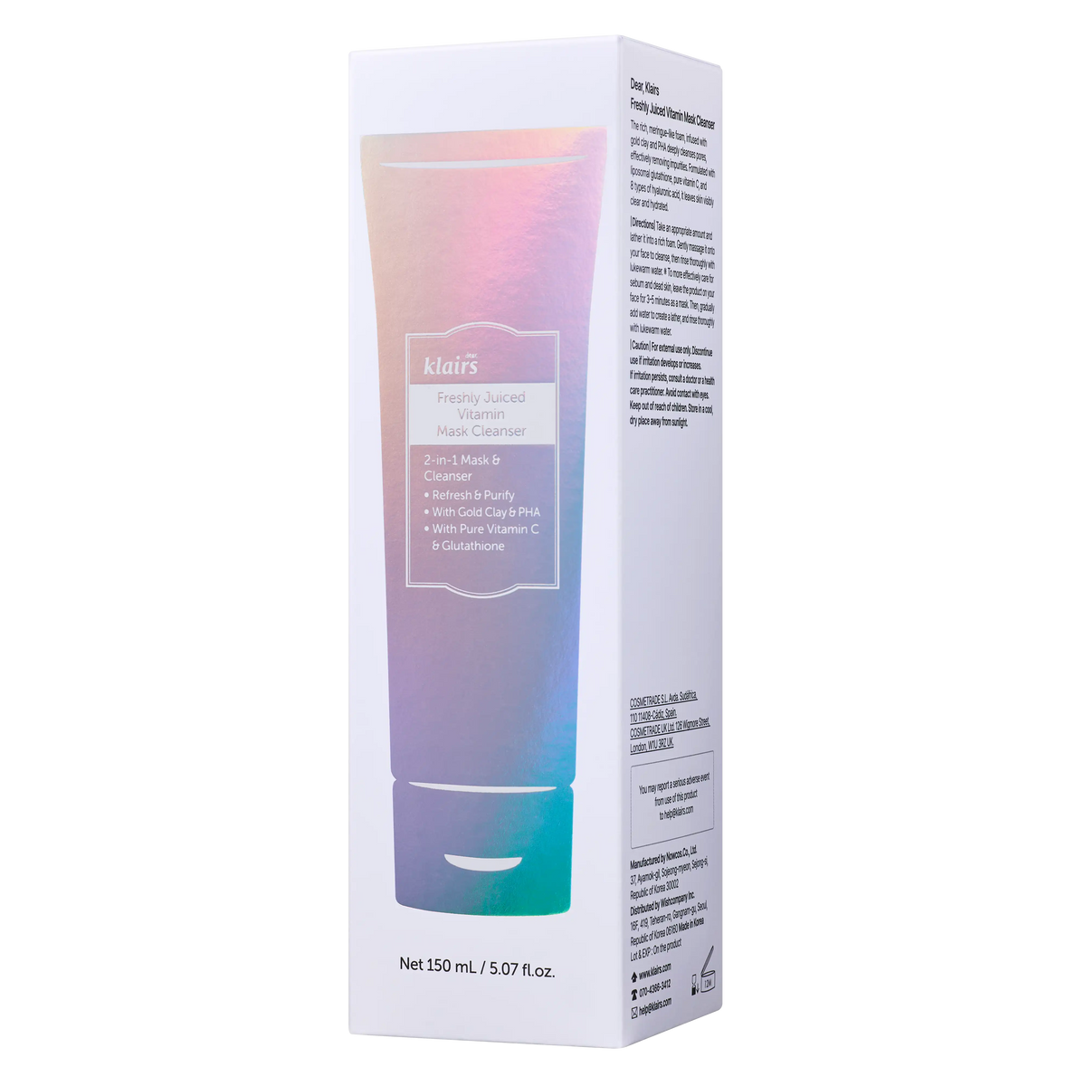 Dear Klairs Freshly Juiced Vitamin Mask Cleanser 150ml packaging box