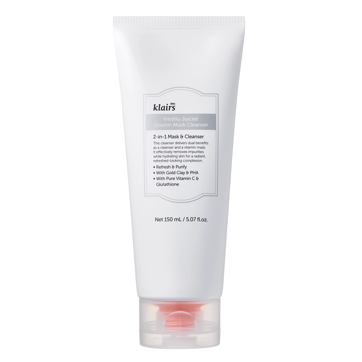 Dear Klairs Freshly Juiced Vitamin Mask Cleanser 150ml tube front view