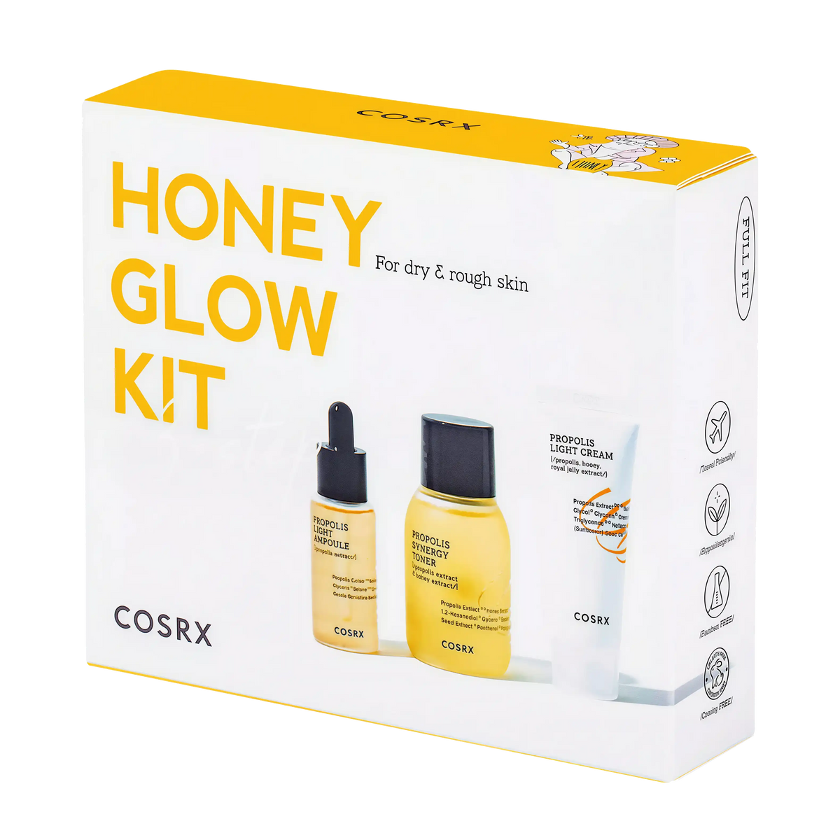 COSRX Full Fit 3 Step Honey Glow Kit 3 piece travel set packaging front view