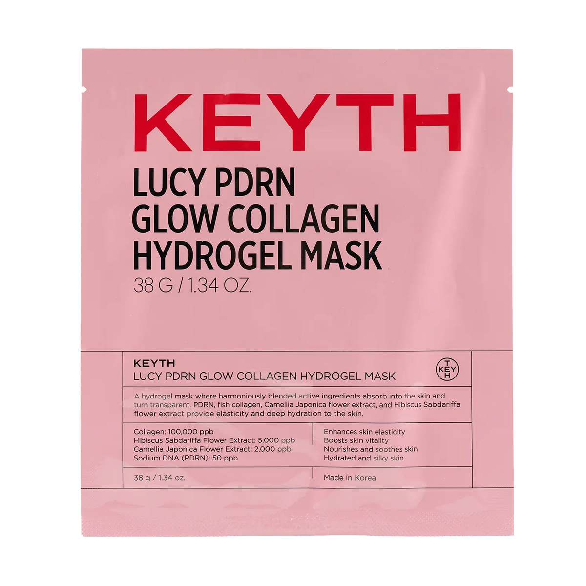 KEYTH Lucy PDRN Glow Collagen Hydrogel Mask Single Sheet Front View