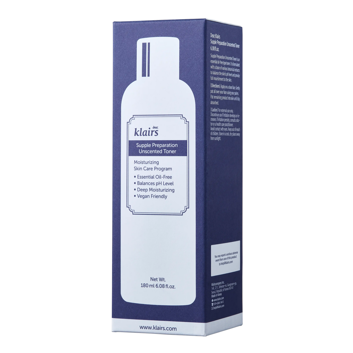 Dear Klairs Supple Preparation Unscented Toner 180ml packaging box