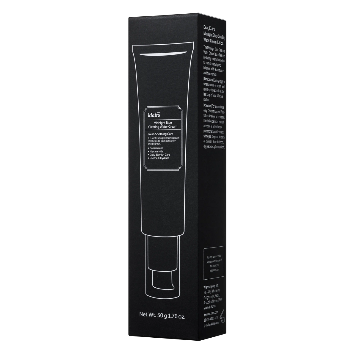 Dear Klairs Midnight Blue Clearing Water Cream 50g packaging box