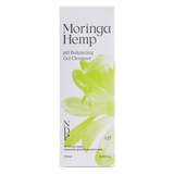 NDP Moringa Hemp pH Balancing Gel Cleanser 200ml packaging front view on a transparent background