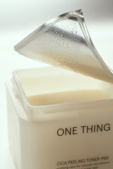 One Thing Cica Peeling Toner Pad container with protective seal removed