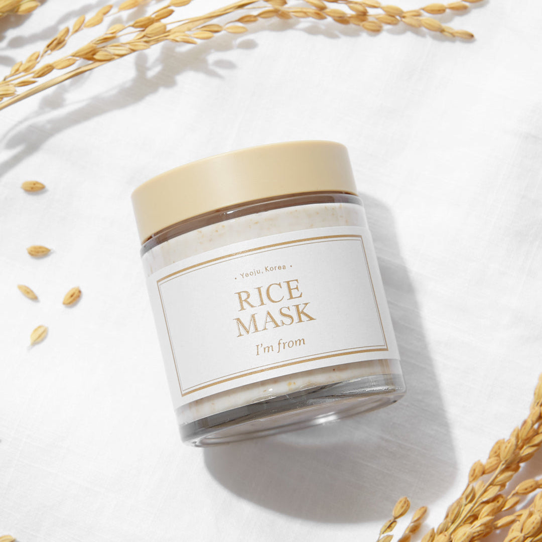 I'm From Rice Mask jar with rice stalks in background